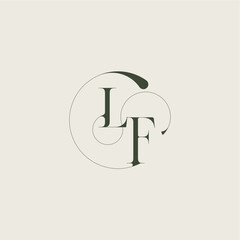 beautifull monogram initial elegant line concept LF feminine wedding style letter