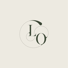 beautifull monogram initial elegant line concept LO feminine wedding style letter