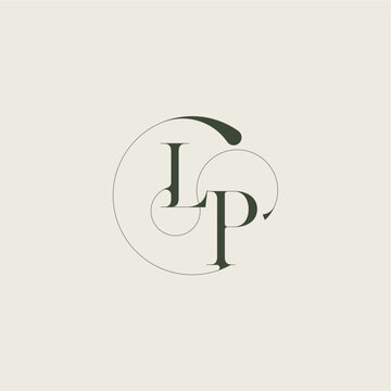 beautifull monogram initial elegant line concept LP feminine wedding style letter