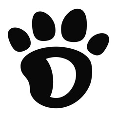 D letter paw pet logo template