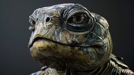 Detailed close-up of a hyper-realistic turtle with textured skin, AI Generative.