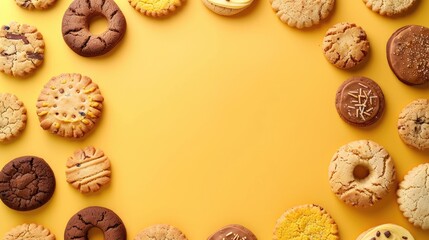 A variety of delicious biscuits. Cookie poster design.