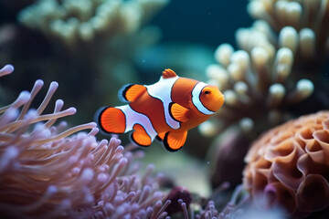 Clownfish in colorful aquatic habitats
