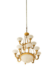 chandelier for golden christmas decorations with insulated background