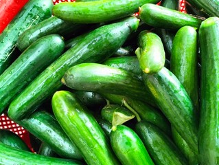 fresh cucumbers in the market