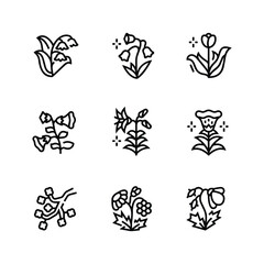 Icon set of flower. Editable vector pictograms isolated on a white background.