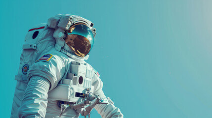 A person posing in a spacesuit