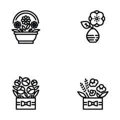 Icon set of flower. Editable vector pictograms isolated on a white background.