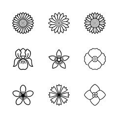 Icon set of flower. Editable vector pictograms isolated on a white background.