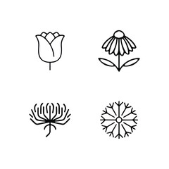 Icon set of flower. Editable vector pictograms isolated on a white background.