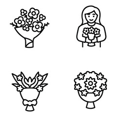 Icon set of flower. Editable vector pictograms isolated on a white background.