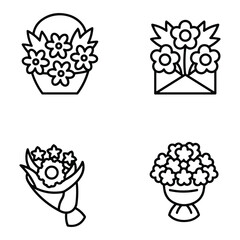 Icon set of flower. Editable vector pictograms isolated on a white background.