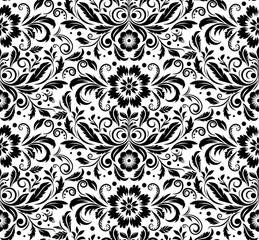 Vector seamless background. Abstract decorative floral pattern in black color. Ideal for textile design, prints, covers, cards, invitations and posters.