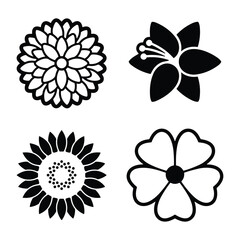 Icon set of flower. Editable vector pictograms isolated on a white background.