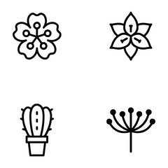 Icon set of flower. Editable vector pictograms isolated on a white background.