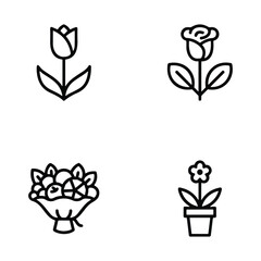 Icon set of flower. Editable vector pictograms isolated on a white background.