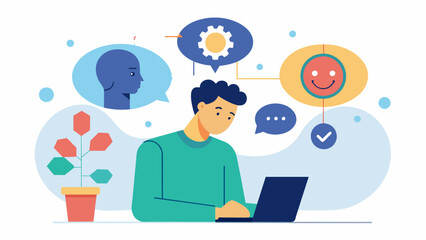 Through CBT the patient learns how to identify and break free from negative thinking patterns and replace them with more adaptive ways of thinking.. Vector illustration