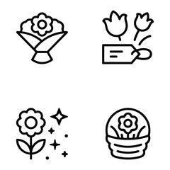 Icon set of flower. Editable vector pictograms isolated on a white background.