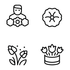Icon set of flower. Editable vector pictograms isolated on a white background.