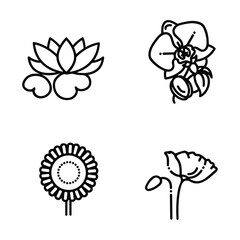 Icon set of flower. Editable vector pictograms isolated on a white background.