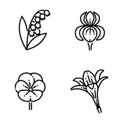 Fototapeta premium Icon set of flower. Editable vector pictograms isolated on a white background.