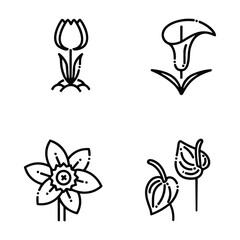 Icon set of flower. Editable vector pictograms isolated on a white background.