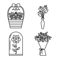 Icon set of flower. Editable vector pictograms isolated on a white background.