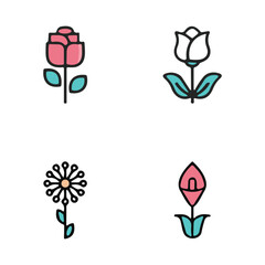 Icon set of flower. Editable vector pictograms isolated on a white background.