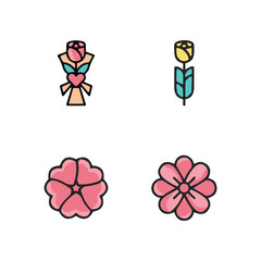 Icon set of flower. Editable vector pictograms isolated on a white background.