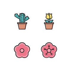 Icon set of flower. Editable vector pictograms isolated on a white background.