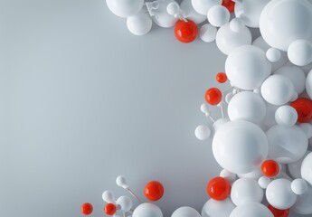 Molecular structure on grey backdrop with space for text. 