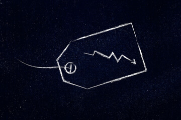 price tag with arrow going down, reverse Inflation and fix the cost of living concept