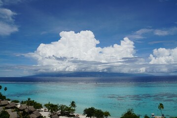 Tahiti Island view from Moorea Island 