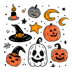 halloween pumpkins set