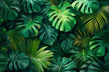 Nature leaves, green tropical forest, backgound illustration concept , high resolution