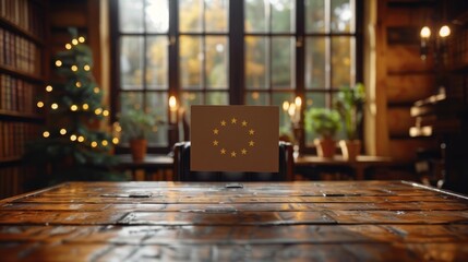 Eu democracy  voting card in ballot box signifies citizen participation in eu elections