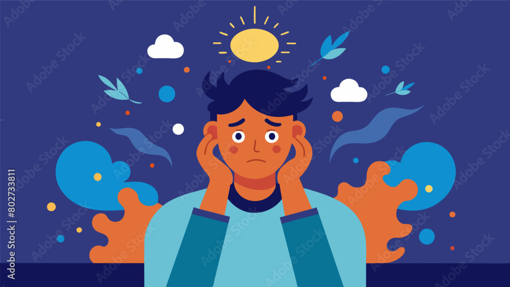 Poster a person with sensory sensitivities feeling exhausted and overwhelmed after a day filled with consta