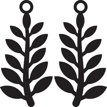 Laser cut earrings silhouette. Decorative floral earrings silhouette, laser cut template design