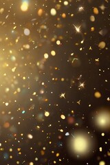 Abstract glittering gold background with shiny glossy sparkles. Gold particles and sequins and light bokeh