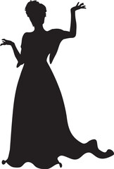 Mage woman in long dress silhouette. Detailed silhouette of a mage woman in long dress.