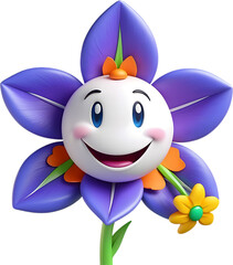 Naklejka premium Cute bellflower with a happy face. 