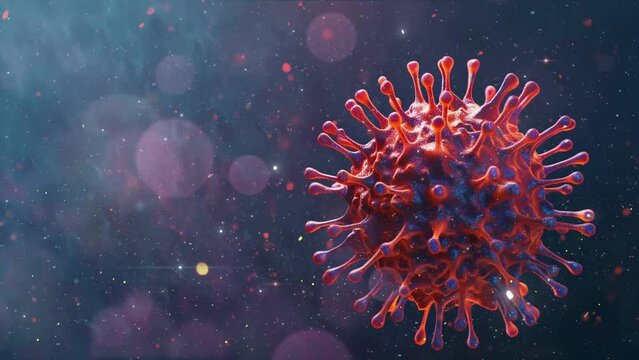 colorized scanning micrograph of some virus 3d render. organism background illustration. seamless looping overlay 4k virtual video animation background