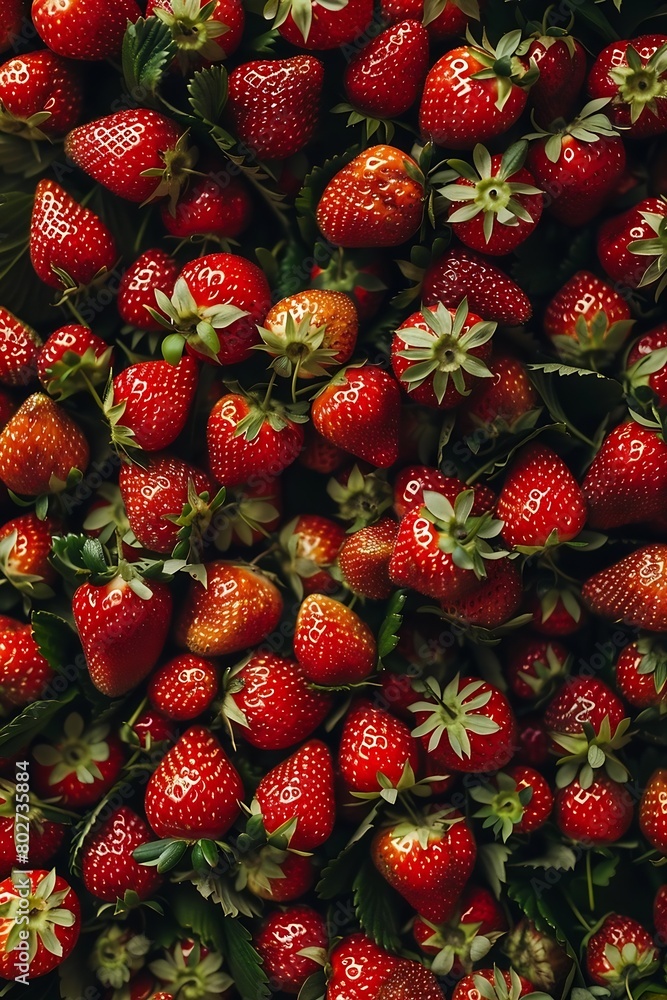 Poster A fields of strawberry, background texture and detail, : Generative AI