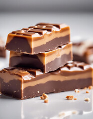milk chocolate covered caramel and nougat snicker 

