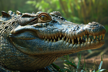 Fototapeta premium crocodile looking on background