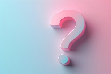 Elegant neon pink question mark on a gradient of pastel colors from pink to mint, representing a simple and clean design