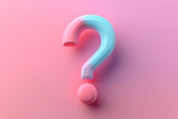 Elegant neon pink question mark on a gradient of pastel colors from pink to mint, representing a simple and clean design