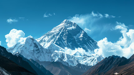 Mountain peak under clear blue sky