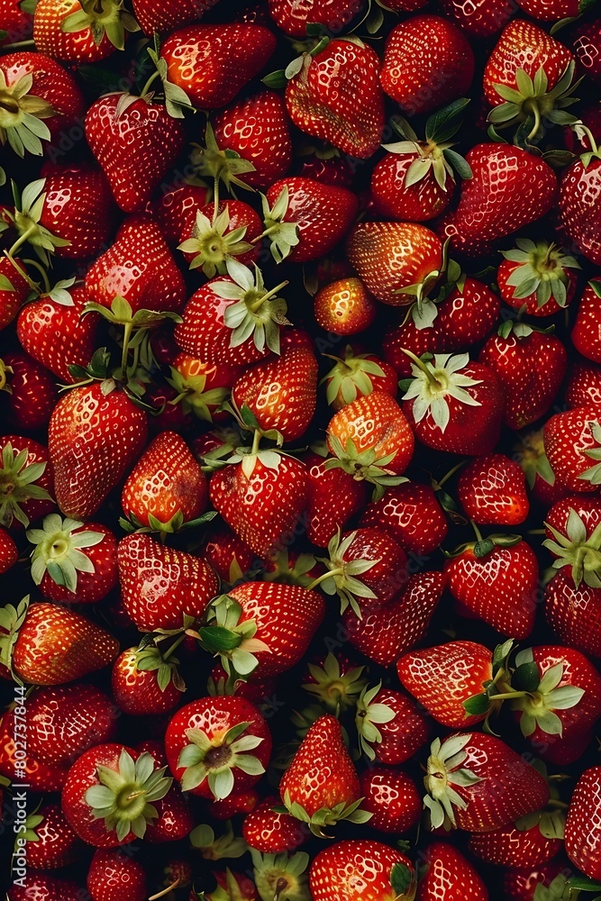 Poster A fields of strawberry, background texture and detail, : Generative AI