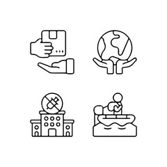 homeless outline icon set includes thin line donation, bunk bed, leftover, bridge, mittens, alcohol, food stall icons for report, presentation, diagram, web design